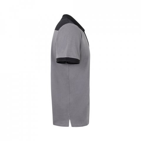 VL VELES. Polo piqu&eacute; bicolore stretch (200g/m&sup2;), manches courtes, en polyester (96%) et &eacute;lasthanne (4%) - Gris