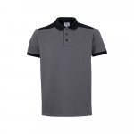 VL VELES. Polo piqu&eacute; bicolore stretch (200g/m&sup2;), manches courtes, en polyester (96%) et &eacute;lasthanne (4%) - Gris