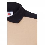 VL VELES. Polo piqu&eacute; bicolore stretch (200g/m&sup2;), manches courtes, en polyester (96%) et &eacute;lasthanne (4%) - Beige 