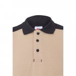 VL VELES. Polo piqu&eacute; bicolore stretch (200g/m&sup2;), manches courtes, en polyester (96%) et &eacute;lasthanne (4%) - Beige 