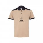 VL VELES. Polo piqu&eacute; bicolore stretch (200g/m&sup2;), manches courtes, en polyester (96%) et &eacute;lasthanne (4%) - Beige 