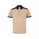 VL VELES. Polo piqu&eacute; bicolore stretch (200g/m&sup2;), manches courtes, en polyester (96%) et &eacute;lasthanne (4%) - Beige 
