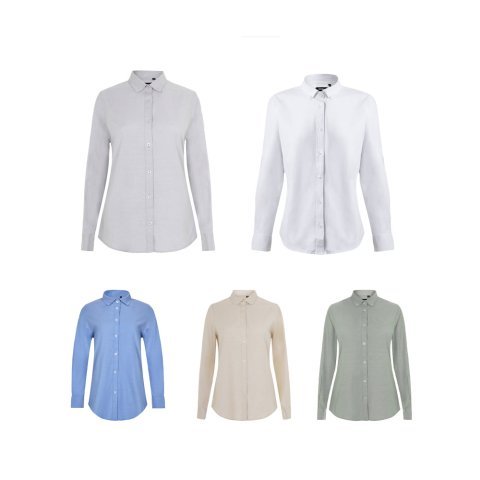 VL PRITHVI WOMEN. Cămașă Oxford (180 g/m&sup2;) pentru femei, confecționată din bumbac (50%), poliester (45%) și elastan (5%)
