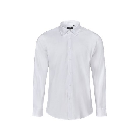 VL PRITHVI MAN. Męska koszula Oxford (180 g/m&sup2;) z bawełny (50%), poliestru (45%) i elastanu (5%) - Biały