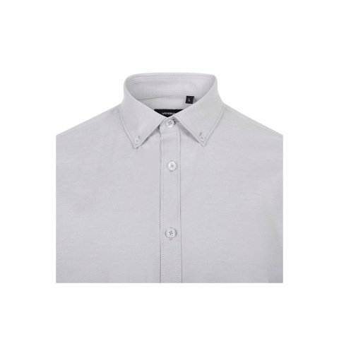 VL PRITHVI MAN. Męska koszula Oxford (180 g/m&sup2;) z bawełny (50%), poliestru (45%) i elastanu (5%) - Jasno szary