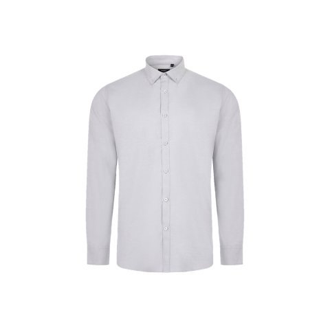 VL PRITHVI MAN. Męska koszula Oxford (180 g/m&sup2;) z bawełny (50%), poliestru (45%) i elastanu (5%) - Jasno szary