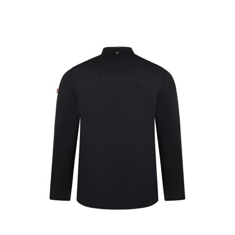 VL AGNI. Giacca da cucina unisex (190 g/m&sup2;), realizzata in cotone (35%) e poliestere riciclato (65%) - Nero