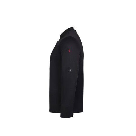VL AGNI. Giacca da cucina unisex (190 g/m&sup2;), realizzata in cotone (35%) e poliestere riciclato (65%) - Nero