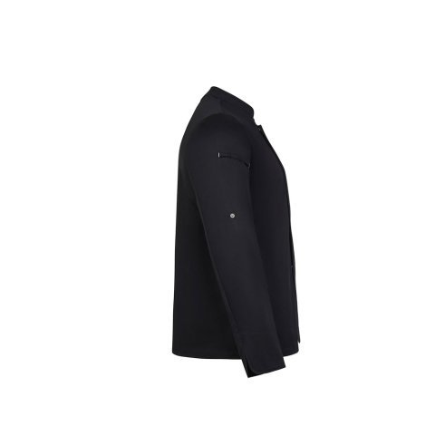 VL AGNI. Giacca da cucina unisex (190 g/m&sup2;), realizzata in cotone (35%) e poliestere riciclato (65%) - Nero
