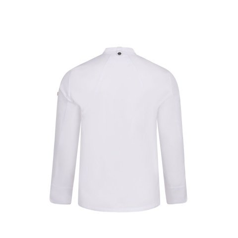 VL AGNI. Giacca da cucina unisex (190 g/m&sup2;), realizzata in cotone (35%) e poliestere riciclato (65%) - Bianco