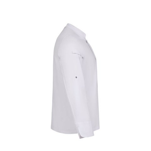 VL AGNI. Giacca da cucina unisex (190 g/m&sup2;), realizzata in cotone (35%) e poliestere riciclato (65%) - Bianco