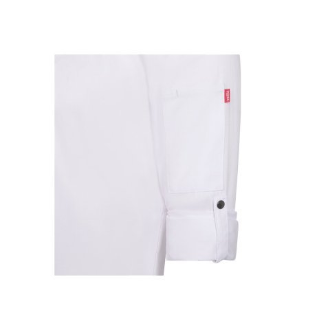 VL AGNI. Giacca da cucina unisex (190 g/m&sup2;), realizzata in cotone (35%) e poliestere riciclato (65%) - Bianco