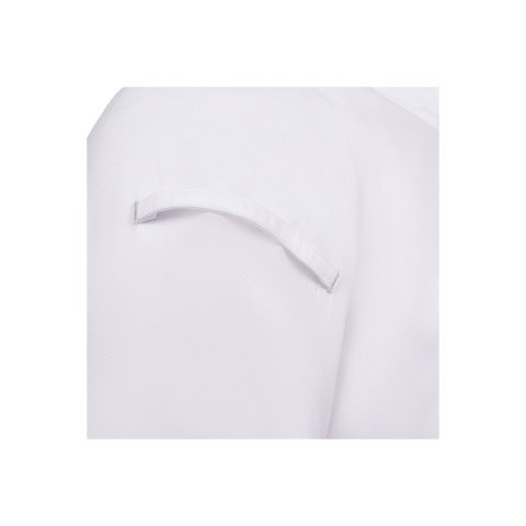 VL AGNI. Giacca da cucina unisex (190 g/m&sup2;), realizzata in cotone (35%) e poliestere riciclato (65%) - Bianco