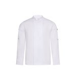 VL AGNI. Giacca da cucina unisex (190 g/m&sup2;), realizzata in cotone (35%) e poliestere riciclato (65%) - Bianco