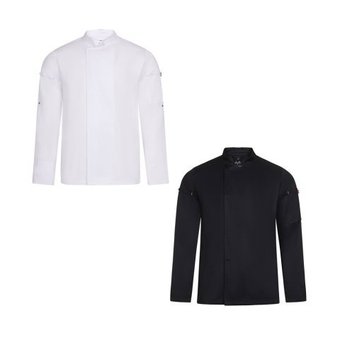 VL AGNI. Giacca da cucina unisex (190 g/m&sup2;), realizzata in cotone (35%) e poliestere riciclato (65%)