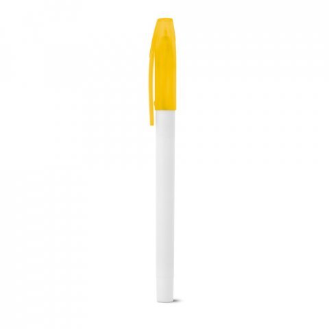 JADE. Esferogr&aacute;fica em PP com corpo em branco - Amarelo