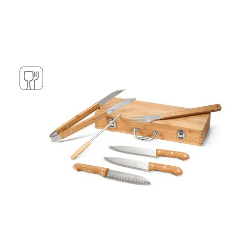 KABSA. Set de ustensile de grătar &icirc;n cutie de bambus