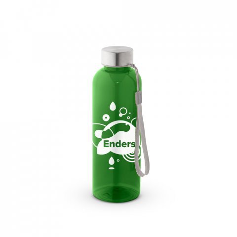 ENDERS M. Garrafa em PET reciclado (100% rPET) com acabamento transl&uacute;cido brilhante 600 mL - Verde