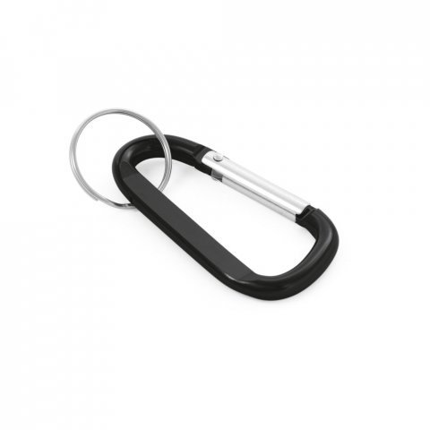 MATTHEW. Aluminium carabiner with keyring - Black