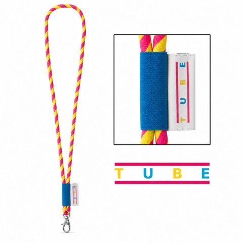 Lanyard TUBE Long (&Oslash; 7 mm)  - Vzorka - Fluorescenčn&aacute; žlt&aacute;/Fluorescenčn&aacute; ružov&aacute;