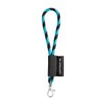 Lanyard TUBE Short (&Oslash; 7 mm). Dispon&iacute;vel em 24 cores standard e totalmente personaliz&aacute;vel - Preto/Azul claro