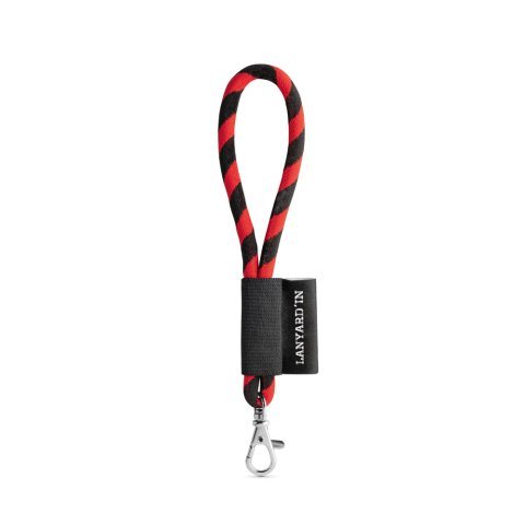 Lanyard TUBE Short (&Oslash; 7 mm). Dispon&iacute;vel em 24 cores standard e totalmente personaliz&aacute;vel - Preto/Vermelho