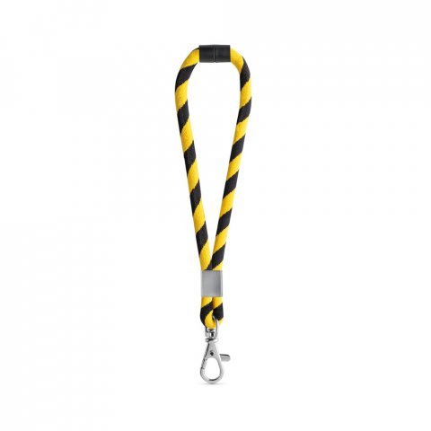 Lanyard TUBE Short (&Oslash; 7 mm). Dispon&iacute;vel em 24 cores standard e totalmente personaliz&aacute;vel - Preto/Amarelo