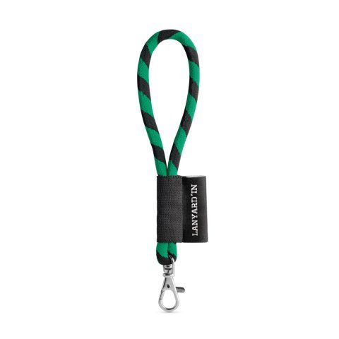 Lanyard TUBE Short (&Oslash; 7 mm). Dispon&iacute;vel em 24 cores standard e totalmente personaliz&aacute;vel - Preto/Verde