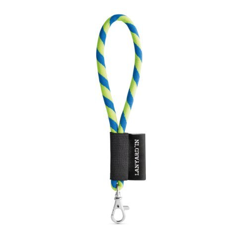 Lanyard TUBE Short (&Oslash; 7 mm). Dispon&iacute;vel em 24 cores standard e totalmente personaliz&aacute;vel - Amarelo hexachrome/Azul royal