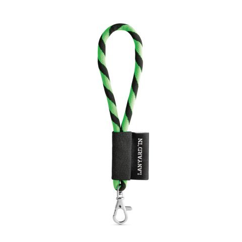 Lanyard TUBE Short (&Oslash; 7 mm). Dispon&iacute;vel em 24 cores standard e totalmente personaliz&aacute;vel - Verde hexachrome/Preto