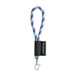Lanyard TUBE Short (&Oslash; 7 mm). Dispon&iacute;vel em 24 cores standard e totalmente personaliz&aacute;vel - Roxo/Azul claro