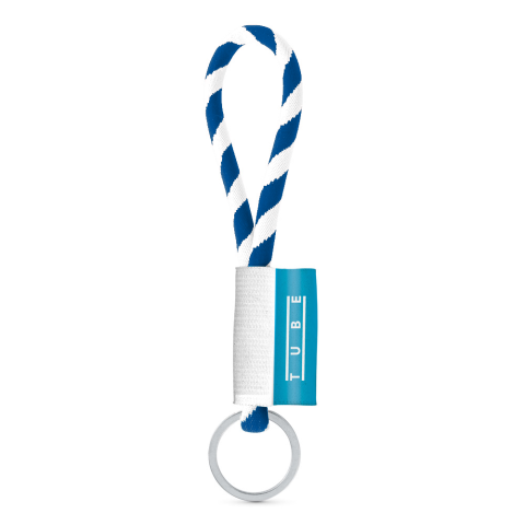 Lanyard TUBE Short (&Oslash; 7 mm). Dispon&iacute;vel em 24 cores standard e totalmente personaliz&aacute;vel - Branco/Azul real