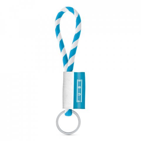 Lanyard TUBE Short (&Oslash; 7 mm). Dispon&iacute;vel em 24 cores standard e totalmente personaliz&aacute;vel - Branco/Azul Claro