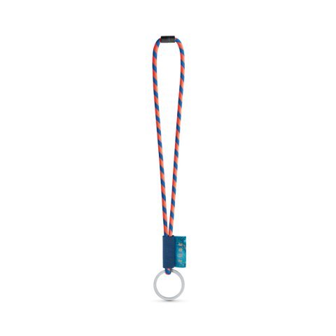 Lanyard TUBE Long (&Oslash; 7 mm). Erh&auml;ltlich in 96 Pantone&reg;-Farben und vollst&auml;ndig individualisierbar - Orange Hexachrome /K&ouml;nigsblau