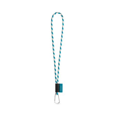 Lanyard TUBE Long (&Oslash; 7 mm). Erh&auml;ltlich in 96 Pantone&reg;-Farben und vollst&auml;ndig individualisierbar - Wei&szlig;/hellblau