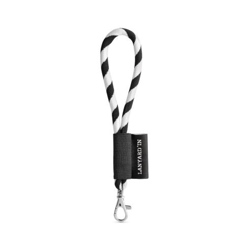 Lanyard TUBE Short (&Oslash; 7 mm). Dispon&iacute;vel em 96 cores Pantone&reg; e totalmente personaliz&aacute;vel - Preto/Branco