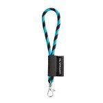 Lanyard TUBE Short (&Oslash; 7 mm). Dispon&iacute;vel em 96 cores Pantone&reg; e totalmente personaliz&aacute;vel - Preto/Azul claro