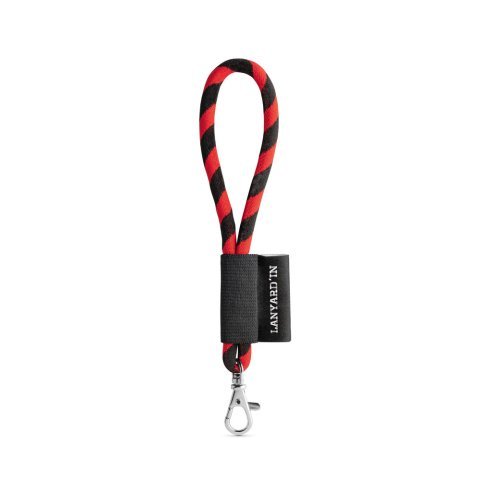 Lanyard TUBE Short (&Oslash; 7 mm). Dispon&iacute;vel em 96 cores Pantone&reg; e totalmente personaliz&aacute;vel - Preto/Vermelho