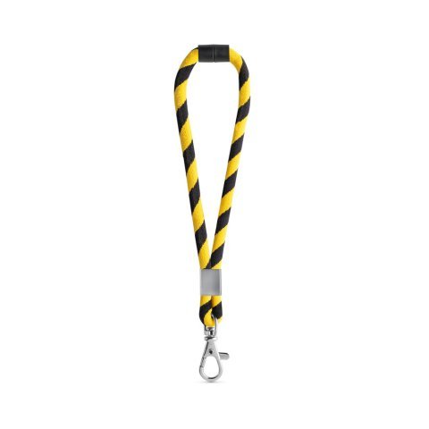 Lanyard TUBE Short (&Oslash; 7 mm). Dispon&iacute;vel em 96 cores Pantone&reg; e totalmente personaliz&aacute;vel - Preto/Amarelo
