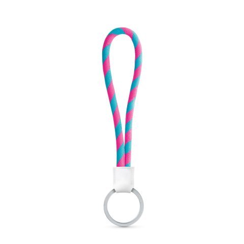 Lanyard TUBE Short (&Oslash; 7 mm). Dispon&iacute;vel em 96 cores Pantone&reg; e totalmente personaliz&aacute;vel - Rosa hexachrome/Azul claro