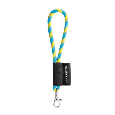 Lanyard TUBE Short (&Oslash; 7 mm). Dispon&iacute;vel em 96 cores Pantone&reg; e totalmente personaliz&aacute;vel - Amarelo/Azul claro
