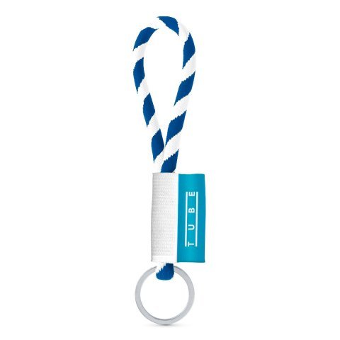 Lanyard TUBE Short (&Oslash; 7 mm). Dispon&iacute;vel em 96 cores Pantone&reg; e totalmente personaliz&aacute;vel - Branco/Azul real