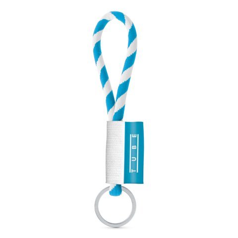 Lanyard TUBE Short (&Oslash; 7 mm). Dispon&iacute;vel em 96 cores Pantone&reg; e totalmente personaliz&aacute;vel - Branco/Azul Claro
