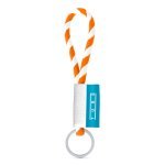 Lanyard TUBE Short (&Oslash; 7 mm). Dispon&iacute;vel em 96 cores Pantone&reg; e totalmente personaliz&aacute;vel - Branco/laranja