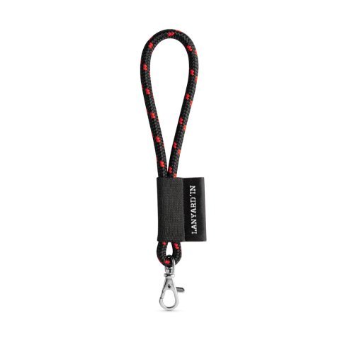 Lanyard NAUTIC Short (&Oslash; 7 mm). Disponibile in 12 colori standard e completamente personalizzabile - Nero/Rosso