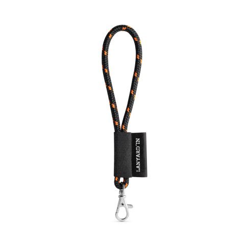 Lanyard NAUTIC Short (&Oslash; 7 mm). Disponibile in 12 colori standard e completamente personalizzabile - Nero/Arancione