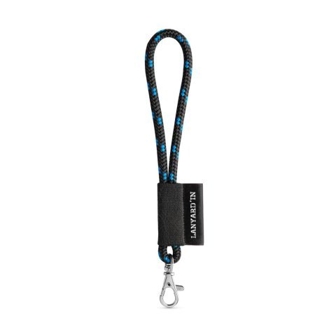 Lanyard NAUTIC Short (&Oslash; 7 mm). Saatavilla 96 Pantone&reg;-v&auml;riss&auml; ja t&auml;ysin muokattavissa - Musta/Syv&auml;nsininen
