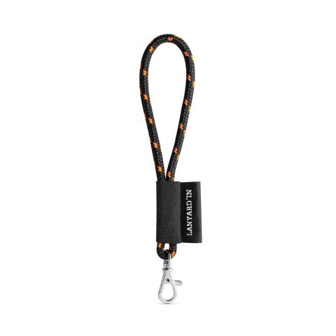 Lanyard NAUTIC Short (&Oslash; 7 mm). Saatavilla 96 Pantone&reg;-v&auml;riss&auml; ja t&auml;ysin muokattavissa - Musta/Oranssi