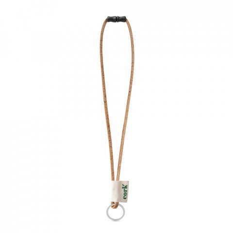 Lanyard CORK Long Slim (&Oslash; 3 mm). Enti&egrave;rement personnalisable - Naturel