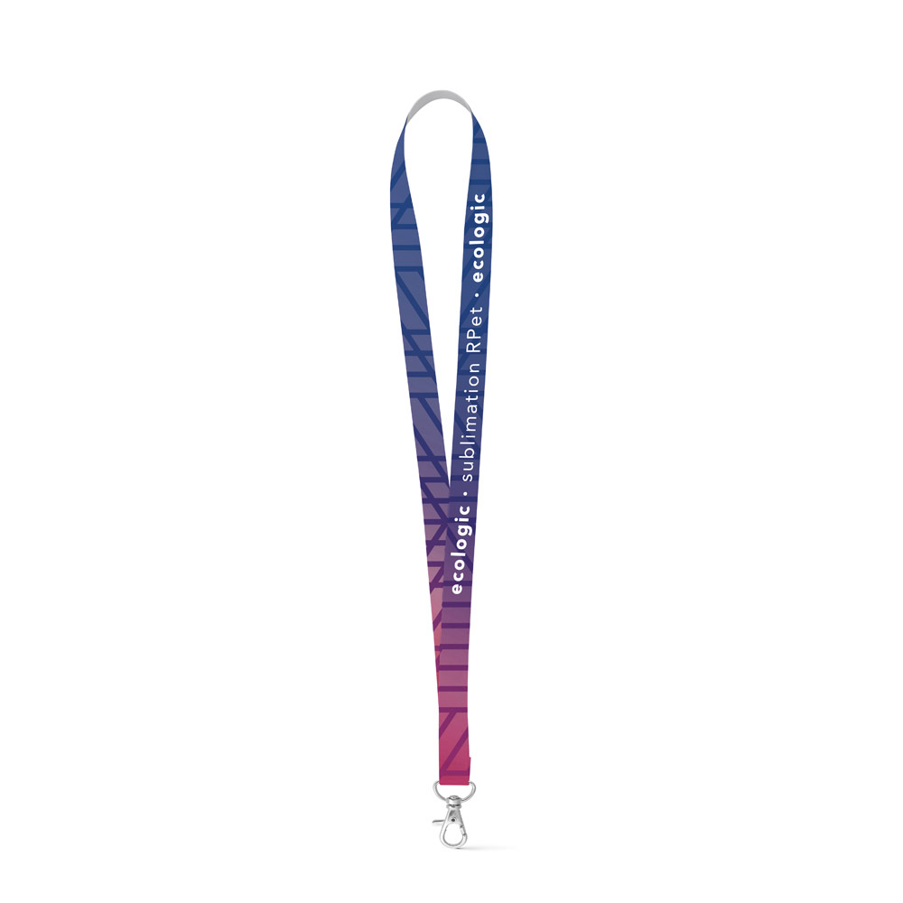 Lanyard SUBLIMATION Long I (20 mm) em poliéster reciclado (100% rPET), sublimação de 1 lado e totalmente personalizável — Personalizado